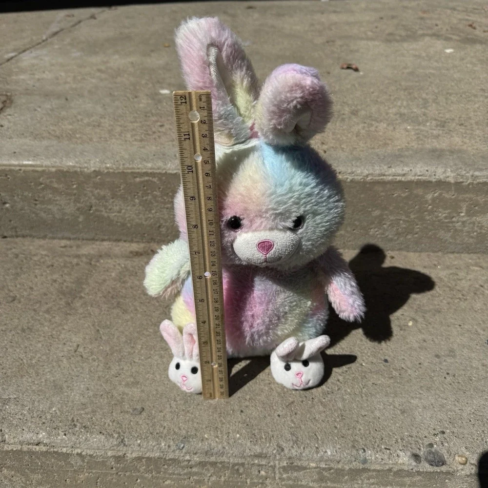 Tyedye‎ Bunny Plush Wearing Bunny Slippers Rainbow Pastel